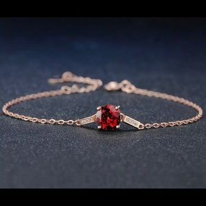 Natural Red Garnet & Silver Bracelet 101357